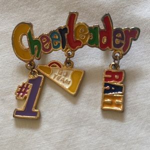 CHEERLEADER WITH 3 CHARMS SIGNED DM MULTICOLOR PIN